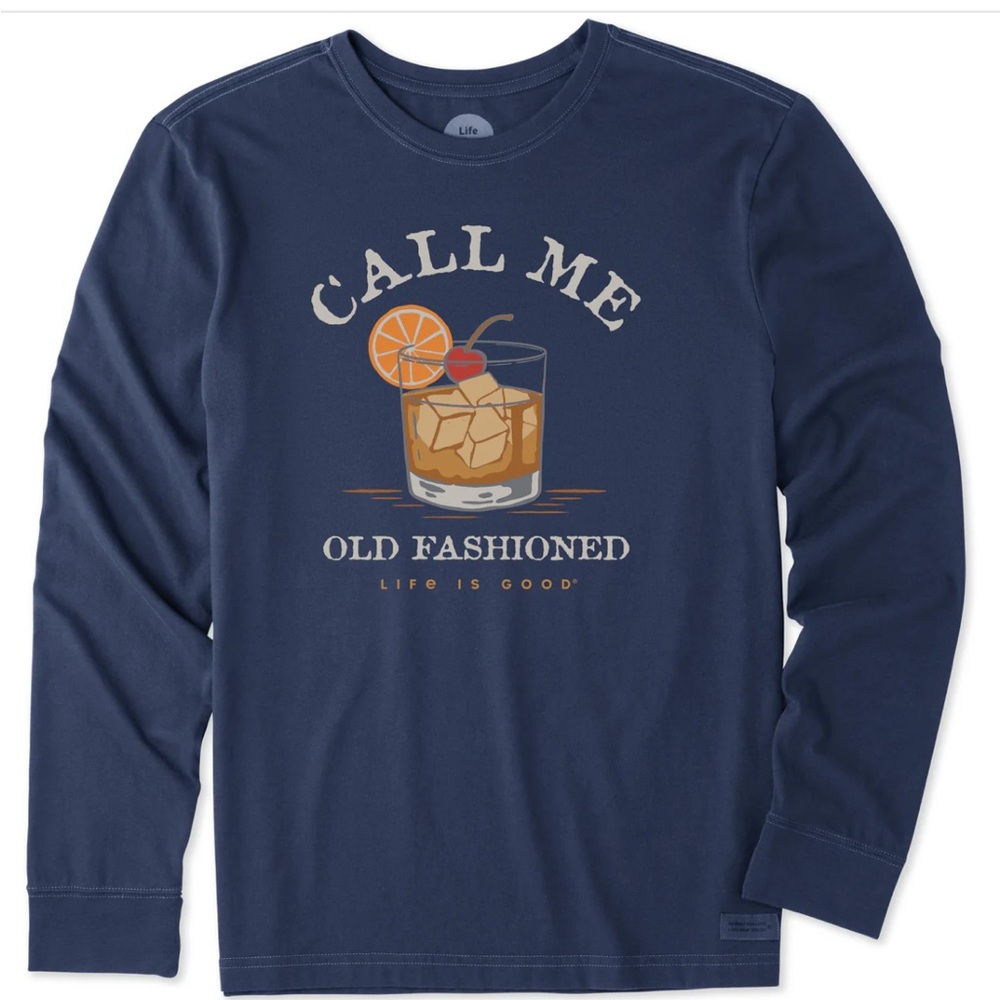 Life Is Good Blue 'Call Me Old Fashioned' Graphic Tee.     NWOT